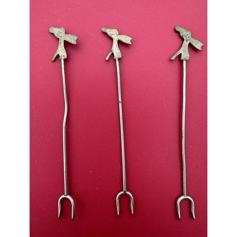 5 Mexican Sterling Silver Figural hors d'oeuvres cocktail martini picks forks‎